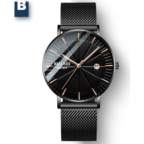 Black Ultra-thin Watch Men Casual Fashion Mens Watches Leather Band Business Men Quartz Watches Gift Male Clock relojes hombre