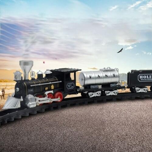Light Music Electric Train Building Kit Retro Steam Locomotive Engine Model With Light Sound Play Set Toy For Children Qualified