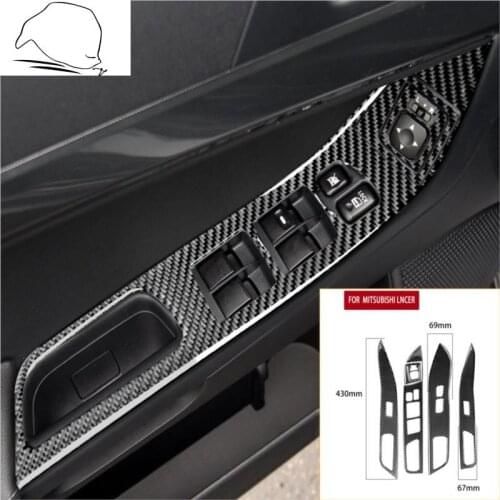 For Mitsubishi Lancer EVO X MR 2008-2015 Car Power Window Lift Switch Panel Carbon Fiber Sticker Door Button Trim Cover LHD RHD