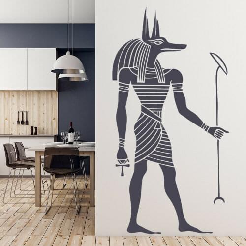 Egyptian Anubis Wall Sticker Ancient Egypt Style Wallpaper Home Living Room Decoration Removable Anubis Wall Art Decals AZ276