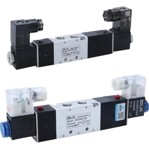 4V130C-06 4V230C-08 Solenoid valve Double headed Double control 5 Way 3 Position Power down hold Pneumatic directional valve