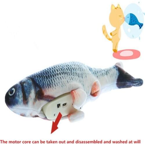 USB Charging Electronic Pet Cat Toy Catnip Fish Shape Cat Toy Plush 3D Carp Stuffed Pillow Doll Scratch Board