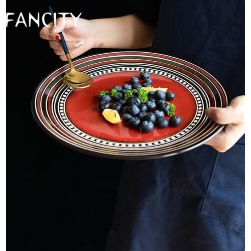 FANCITY Hand-painted kiln glaze creative western dishes dim sum dish dish underglaze color