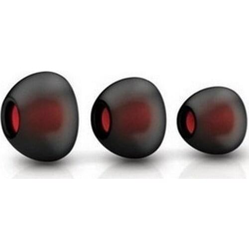 Hot sale 3 size black-red double color silicone isolation earphone buds tips earbud eartips earplug for universal headset 1pair