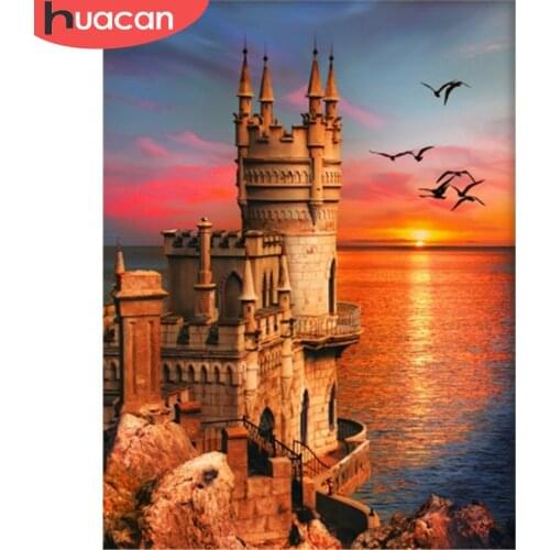 HUACAN DIY Sunset Diamond Painting Full Square Drill 5D Kit Diamond Embroidery Mosaic Scenery Cross Stitch Rhinestone Wall Art