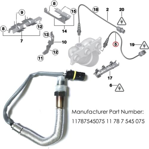 JEAZEA O2 Oxygen Sensor 11787545075 11 78 7 545 075 For BMW 1 3 Series E81 E87 E88 E90 LCI E91 LCI X1 E84 X3 X5 2008 2010 2016