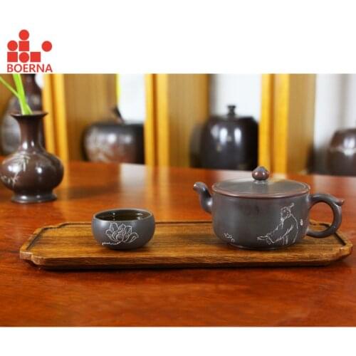 BOERNA Bowl Light Chinese Ceramic Nixing Teapot for Puer oolong Kung Fu Cha Kettle 150ml with a Tight-fitting Lid Teaset for tea