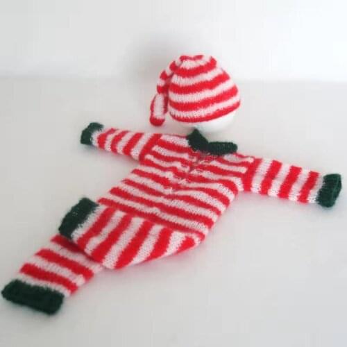 Newborn Girl Romper Newborn Christmas Romper Knitted Santa Bonnet Lovely Infant Girl Outfit Photography Props Night Cap hat Prop