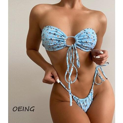 Bandeau Swimsuit Sexy 2 Piece Sets Womens Print 2021 Casual Bathing Suit Fashion Swimwear Women