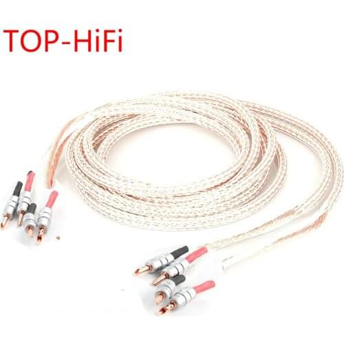 TOP-HiFi Pair 16cores 7n Single crystal copper Signal Line Banana Plug Amplifier Speaker Audio Cable With BFA Banana Jack