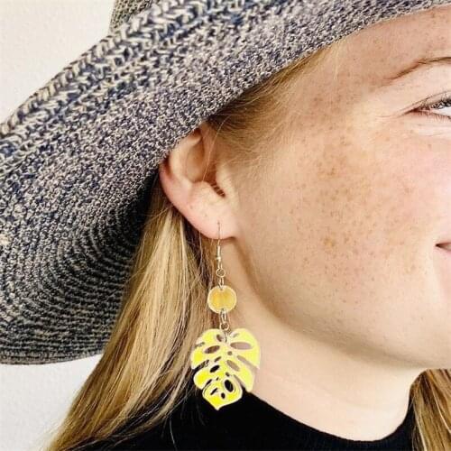 Small Iridescent Leaf Acrylic Earrings, Laser Cut Rainbow Earrings, Chic Boho Earrings