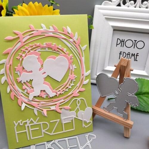 Metal Cutting Dies Cute Little Boy With Heart For DIY Scrapbooking Paper Cards Craft Making Craft Decoration 115*70mm