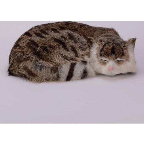 Lovely simulation cat toy polyethylene & furs gray stripe sleeping cat model gift 27x20x6cm 2331