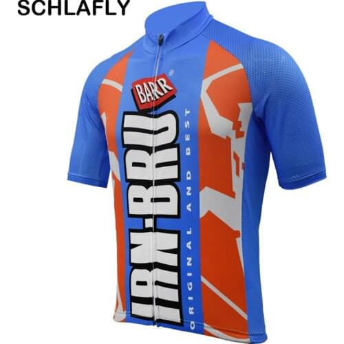Man blue orange red white retro cycling jersey old style short sleeve bike wear jersey road jersey cycling clothing schlafly