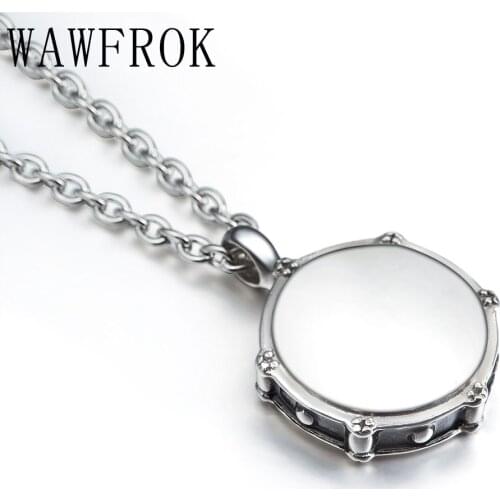 Mens Fashion Necklaces Music Los Collares Rockers Jazz Band Drum Drummers 316L Stainless Steel Chain Necklace Pendant Jewelry