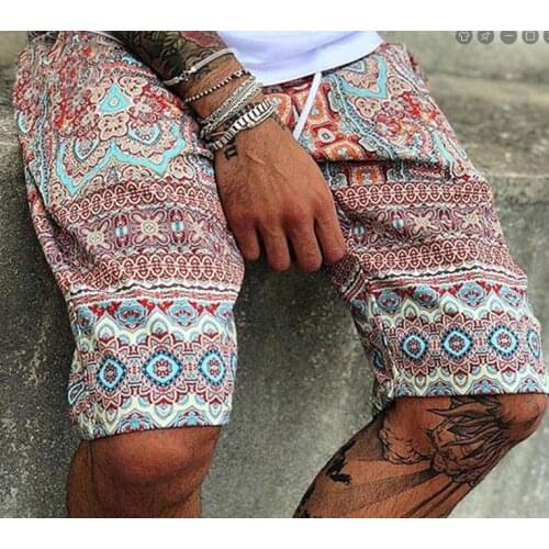 Mens Trunks 2021 Summer New Casual All-match Loose Print Loose Drawstring Beach Short Pant For Male Streetwear 4XL