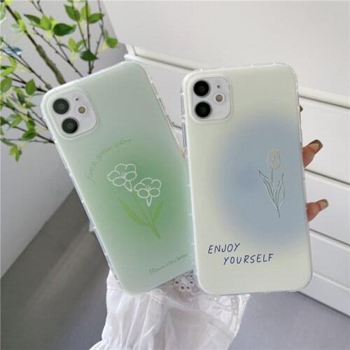 INS Korea Gradient Flowers Soft TPU Phone Case For OPPO A31 A9 A5 A53 A73 2020 A52 A92S A91 A93 F17 F19 Pro R17 Reno 5 6 2Z F5