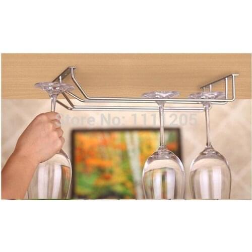 Stainless steel Wine Glass Wall Rack Holders silver coppery 38cm 2 rows Hanger with screws hanging glass shelves racks for wine