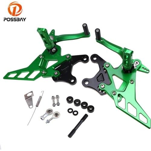 POSSBAY 6Colors Motorcycle Footrests Motorbike Foot Pegs Pedals fit for Kawasaki Z900 2017 Dirt Bike CNC Aluminum Foot Rests