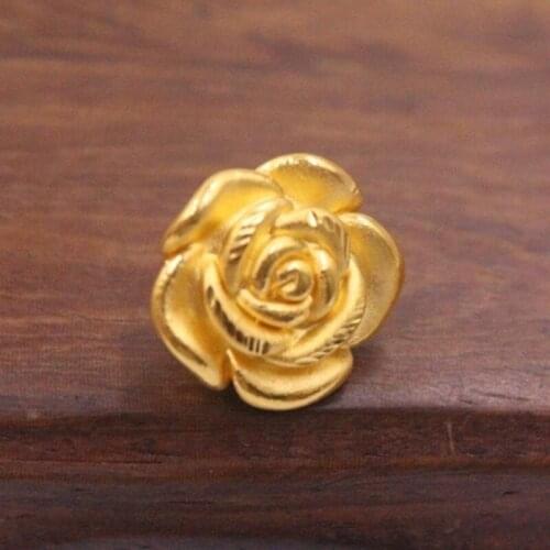 Real 24Kt Yellow Gold Pendant Women 3D Beauty Rose Flower Bead 0.9-1.2g 12mmW GUARANTEED 24K PURE GOLD Best Gift