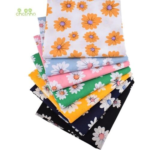 Fresh Daisy Floral Printed Poplin Patchwork Cloth,Plain Cotton Fabric,DIY Sewing&Quilting Material For Baby&Children,PCC097