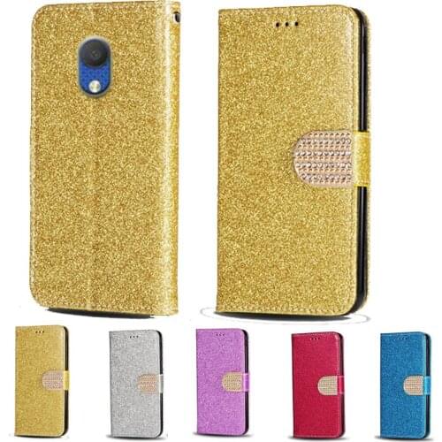 Luxury Glitter Diamond Flip Leather Wallet Phone Case For Alcatel 1C 2019 5003D Phone stand function cover card slot