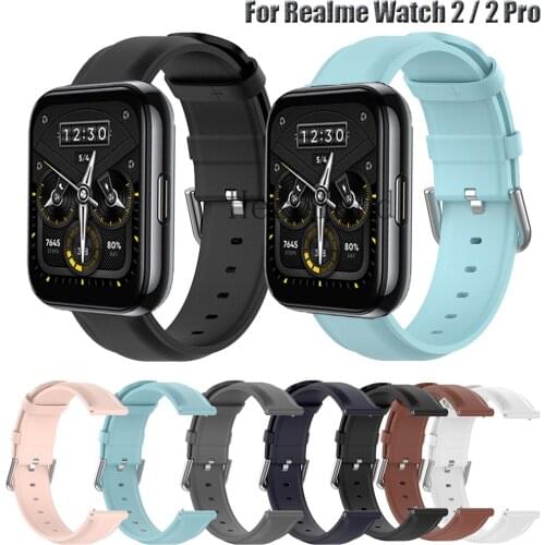 Luxurious Leather Watchband For Realme Watch 2 / 2 Pro Smart Wristband Bracelet Strap Accessories For Realme Watch S / Pro belt