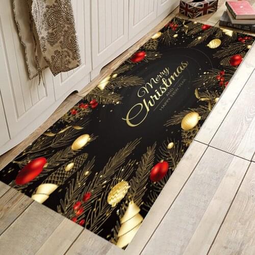 Christmas Printed Doormats Indoor Anti-slip Mats for Hallway Bathroom Soft Carpets Absorbent Bedroom Floor Mat Kitchen Rugs