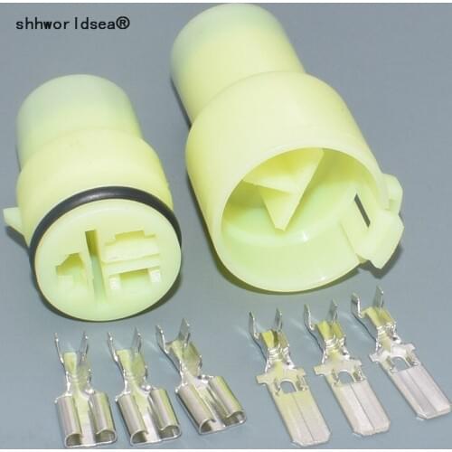 Shhworldsea 6.3mm 3pin spark housing plug round plastic wiring harness connector 6187-3551 6180-3541
