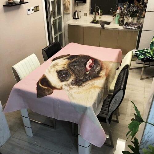 Cute Kittens Thicken Cotton Linen Tablecloth 3d Dog and Cat Washable Cloth Rectangular and Round Tea Coffee Table Cloth Covers