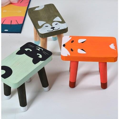 Wood Baby Chair Nordic Baby Seat Wooden Cartoon Sitting Chair Children Stool Colorful Kids Room Kindergarten Decor Dropshipping