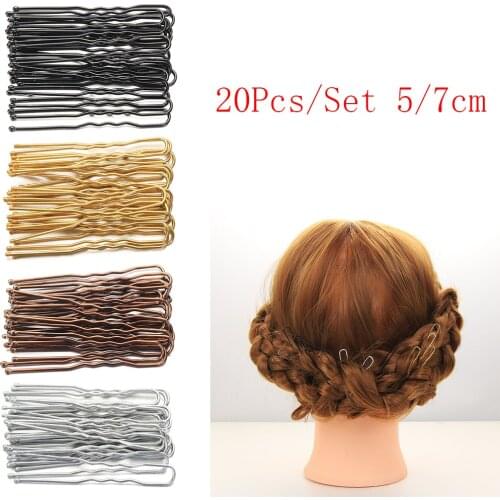 20Pcs/Set 5/7cm U Shaped Hair Clips Waved Alloy Hairpin Women Headwear Bridal Hairstyle Tools Barrette Fashion Hair Accessories