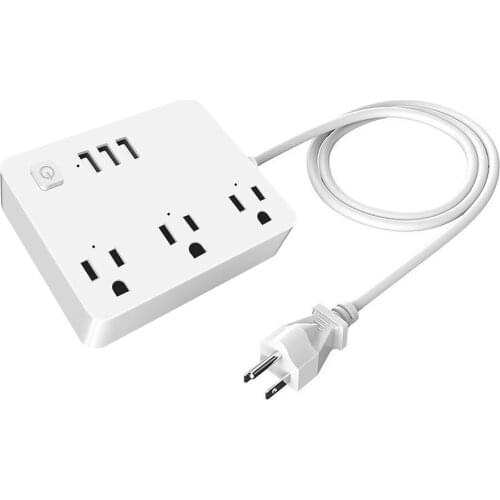 3 USB Ports Power Strip ,Plug Extension Cord With USB,1.5m Braided Cord,Small Travel Power Strip For Desktop Home Office