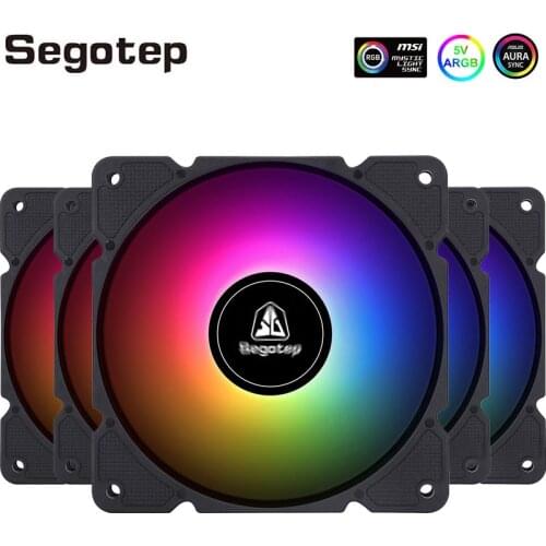 Segotep 120mm Cooling Fan RGB Radiator Cooler Fans 5V 3Pin Mute PC Case DIY Adjust Cooler Aura Sync Case Fan for Gamer Cabinet