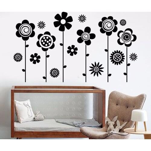 Beautiful Flower Vinyl Wall Decal Nursery Flowers Garden Nature Girl Room Stickers DIY Mural Removable Wall Sticker Design LA886