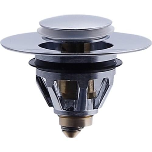 X6HD Ktichen Wash Basin Drain Strainer Sink Drain Stopper Stainless Steel Bounce Core Push Type Inner Diameter 33.6mm/1.32in