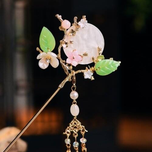 Hanfu Sweet Kanzashi Headdress Flower Hairpin Super Fairy Antiquity Long Tassel Step Shake Hair Clip Handwork Hair Accessories