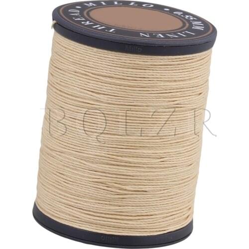 0.55mm Dia Beige Flax Waxed Cord Linen Stitching Thread for Craft DIY