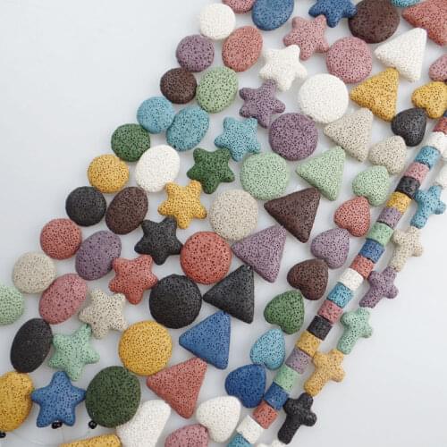1 strand/lot) Multi-color Volcano Lava Loose Beads Stone Beads Mixed Shape for DIY Women Bracelet Making