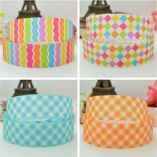 10 Yards 22mm 7/8" Rainbow lattice Pretty Girls Printed grosgrain ribbon hair bow Headwear DIY hair accessories retail B0929