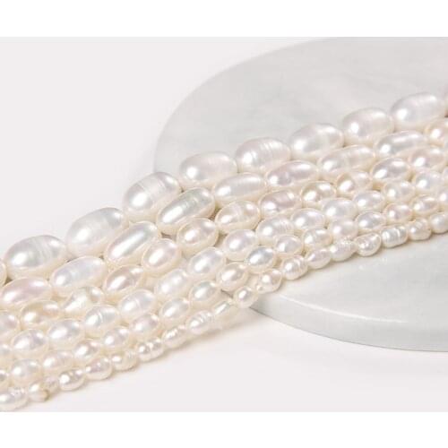 100% Natural Freshwater Pearl Beads White Rice Shape Punch Loose Beads For DIY Elegant Necklace Bracelet Jewelry Making Supply