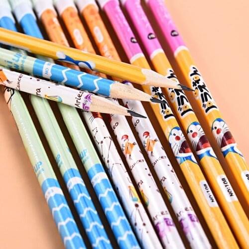 100pcs Kawaii Wooden Pencil Lot Cute Cartoon Pencil with Eraser for School Office Supplies HB Standard Pencil Writing Items