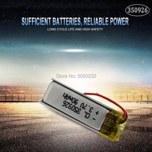 1pc 90mAh 3.7V 350926 Lithium Polymer Rechargeable Battery For MP3 MP4 MP5 GPS DVD tablet Bluetooth camera Lipo cell
