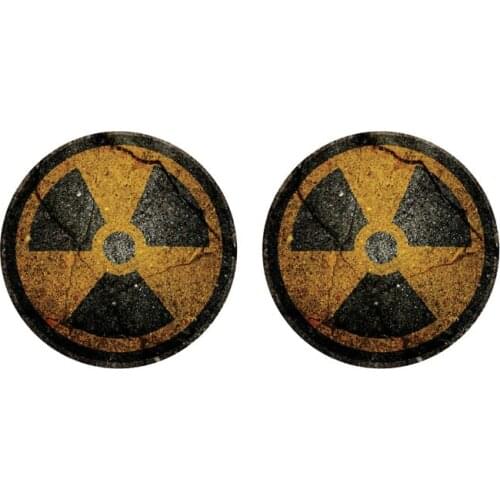 2 X Warning Sign Danger Radiation Personality Car Sticker Reflective The Tail of The Car Decal for Door Wall,8cm*8cm