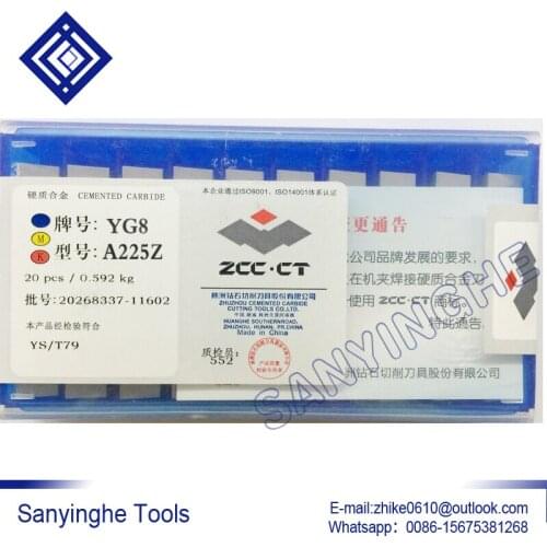 Free shipping high quality 20pcs/lots A225Z ZYG6 / YG8 / YW1 / YW2 / YT5 / YT14 / YT15 carbide welding inserts brazed insert