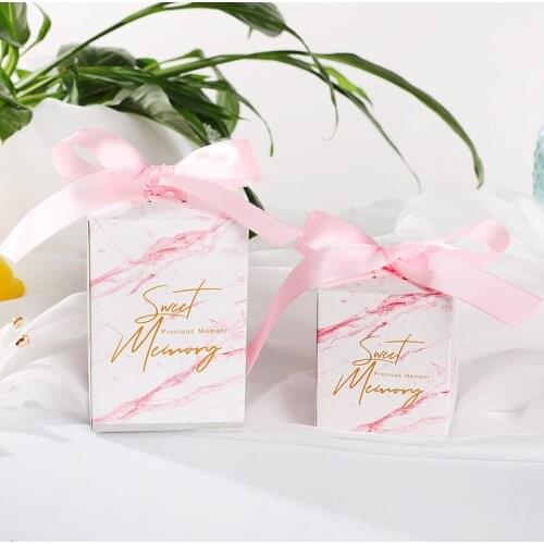 20pcs Rose Paper Candy Box Marbling Wedding Favor Gift Candy Boxes Romantic Pastry Cookies Box Christmas Party Wrapping Supplies