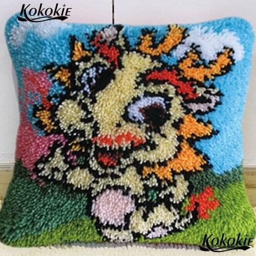 3d embroidery diy rug hooking tool latch hook pillow cross stitch cushion mat Unfinished Crocheting Rug Kits Yarn Pillowcase