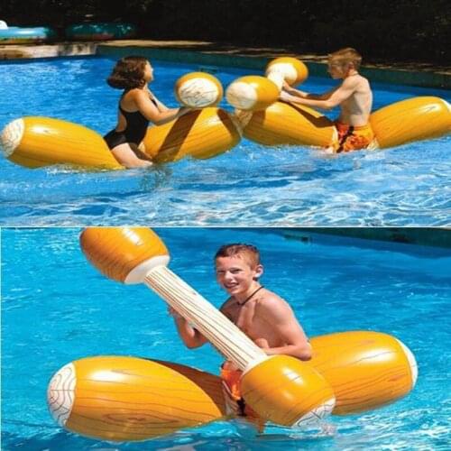 4pcs / Set Swimming Circle Floating Raft Collision Wood Grain Pineapple Inflatable Sports Pool Party Water Collision Toys