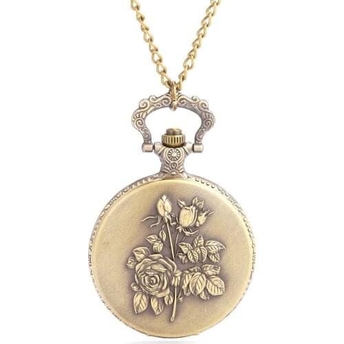8875 Retro personality exquisite gift souvenir embossed a bouquet of white face Roman lettering large flip pocket watch