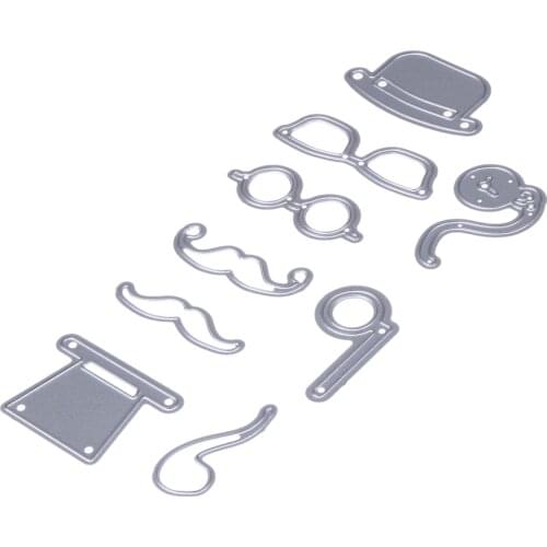9pcs Male Hat Glasses Beard Pipe Metal Die Cutting Dies For Scrapbook Invitation Greeting Card Letter Envelopes Handmade Decor